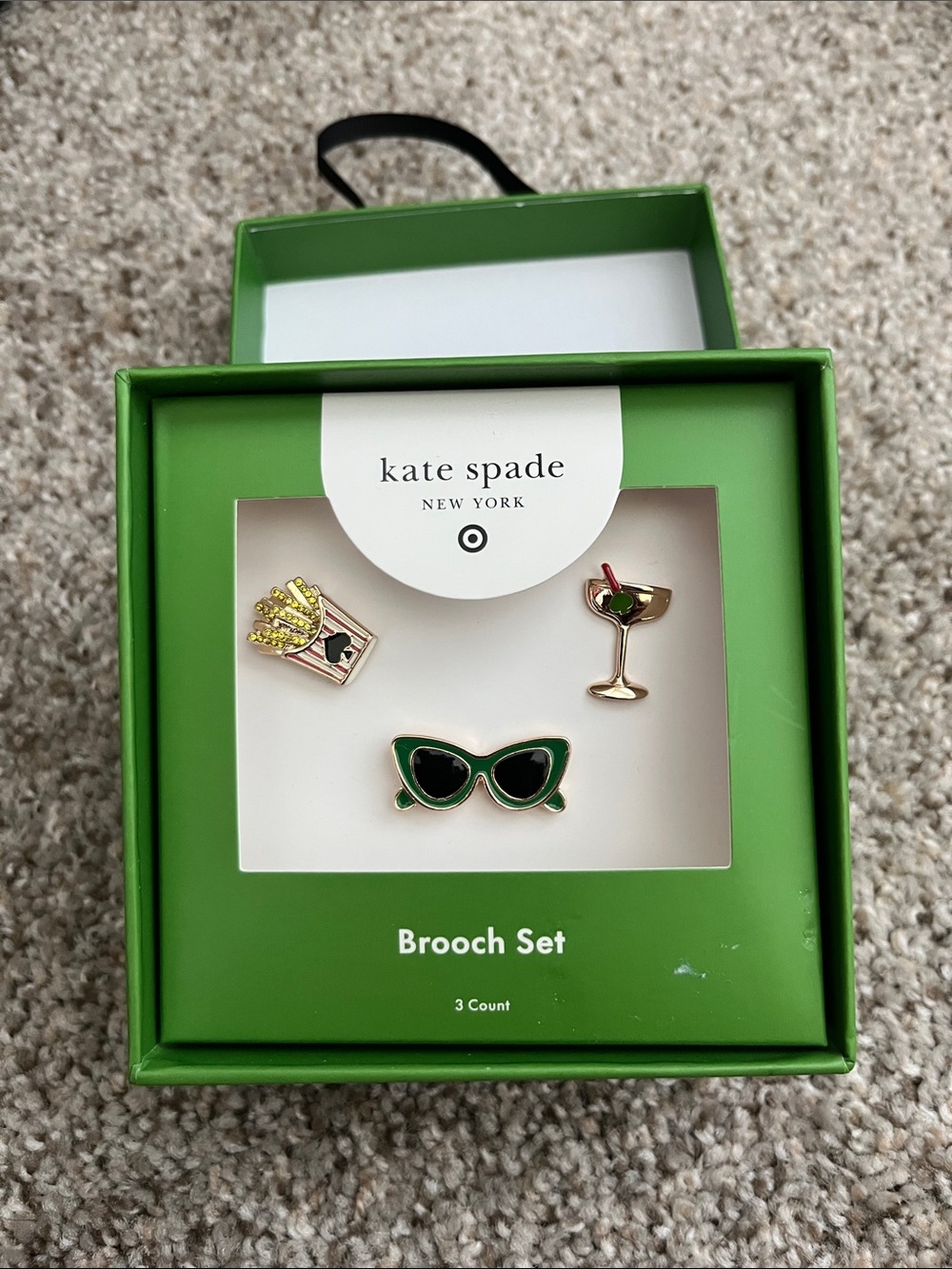 🆕 Kate spade Brooch Set Trio with Gold Accents